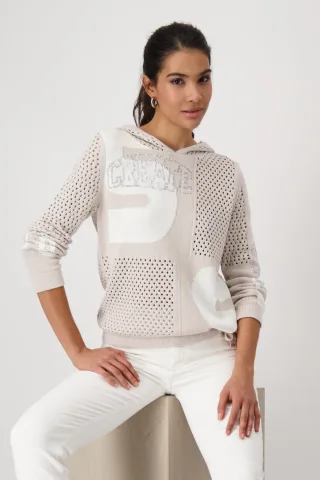 monari - Ajour-Pullover mit Lurex warm sand - Gr. - 42