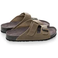 purosteps Vigo-Eco 17586-anthrazit-grün Sandale Echtes Leder, Natur Materialien, Komfortables Fußbett, Made in Spain