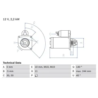 Bosch Anlasser 2,2 kW Volvo 0986026260
