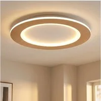 GLOBO LIGHTING LED Deckenleuchte, LED-Leuchtmittel fest verbaut, Warmweiß, Tageslichtweiß, Deckenlampe Deckenleuchte CCT Schaltung LED Backlight Holzoptik rund