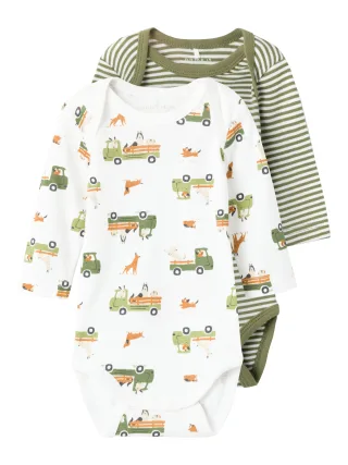 NAME IT - NBMBODY 2P LS Y/D OLIVINE DOG NOOS olivine - Gr. - 50