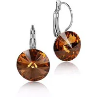 LUISIA® Paar Ohrhänger Silberne Ohrringe "Rivoli" mit 12 mm Kristallen von Swarovski® (2-tlg., inkl. Schmuckbox), Große Farbauswahl