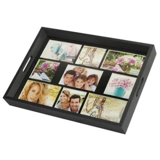 ZEP Photo Tray black 43x35 Holz Fototablett 9 Bilder W002