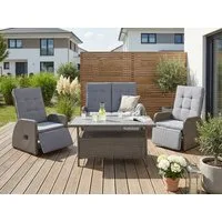 KONIFERA Gartenlounge-Set Vigo, (Set, 8-tlg., 2x Sessel, 1x 2er Sofa, 1x Tisch 120x60x60cm, inkl. Auflagen), Polyrattan, Aluminium, verstellbare Rückenlehne und Fußablage