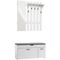 Mondeer Garderoben-Set (2-St), Garderobe mit Schuhbank, Garderobenpaneel mit Spiegel und 5 Haken