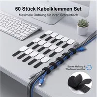 SURFOU Kabelbinder Kabelhalter selbstklebend 60er Set für Kabelmanagement