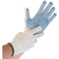 HYGOSTAR Baumwollhandschuhe 12 Paar Strickhandschuhe STRUCTA mit blaue Noppen Gr. M/8