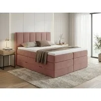 Sofnet Boxspringbett Star XL (2x Bettkästen, Bonellfederkern- und Taschenfederkernmatratze, Topper), Polsterbett, Doppelbett, Velours, mit Kopfteil, 140/160/180x200 cm