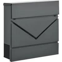HOMCOM Briefkasten mit Schloss, Deckel (Wandbriefkasten, 1-St., Postkasten), für Outdoor, 37 x 10,5 x 37 cm, Dunkelgrau