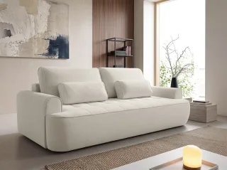 Sofa 3-Sitzer mit Schlaffunktion HUNTER in Stoff Soft Beige