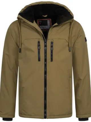 Alessandro Salvarini Herren Winterjacke AS-332 mit Teddyfell & Kapuze