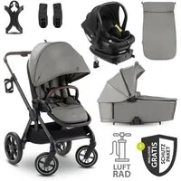 Hauck Kombi-Kinderwagen Comfort N Care Air Set - Dark Grey, 4in1 Kinderwagen mit Babywanne, Sportsitz,Babyschale & Isofix-Base