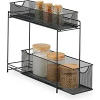 relaxdays Küchenregal Metall Küchenschrank Organizer, 1-tlg., schwarz