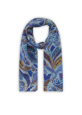 Schal aus recyceltem Polyester mit floralem Motiv blau - Gr. - one size