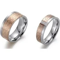 Firetti Trauring Schmuck Geschenk "LIEBE" bicolor, ca. 6,0mm breit, ca. 8,0mm breit, wahlweise mit oder ohne Zirkonia (synth)