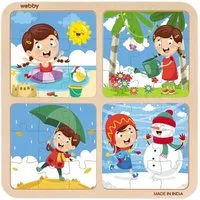 Webby Toys Puzzle 4 Holzpuzzles mit je 9 Teilen – insgesamt 36 Teile., 36 Puzzleteile, Sicheres, umweltfreundliches Holz für interaktives Spielen