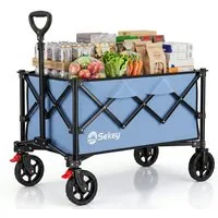Sekey Bollerwagen Bollerwagen Faltbar Handwagen Belastbar bis 150kg Transportwagen, Zusammenfaltbar aus 4 Richtungen, mit verstellbarem Handgriff