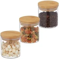 relaxdays Vorratsglas 3er Set Vorratsgläser mit Deckel 500 ml, Glas, (3-tlg)