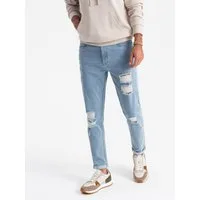 OMBRE Destroyed-Jeans Herren- Jeanshose TAPER FIT mit geriebenen Nähten