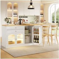 i@home Bartisch Ausziehbarer Kücheninsel-Esstisch (Packung Set), 120–194cm, 360° drehbare Tischplatte