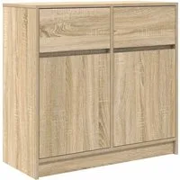 vidaXL Sideboard Sideboard mit Schublade Sonoma-Eiche 80x34x76 cm Holzwerkstoff (1 St)