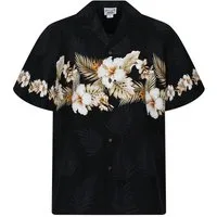 Pacific Legend Hawaiihemd "Blumen Brustdruck" Herren Kurzarm Kokosknöpfe Original Hawaii