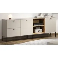 Furn.Design Sideboard Alegro (Kommode / TV Lowboard Kaschmir mit Eiche, Breite 200 cm), Mit Soft-Close-Funktion