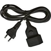 Kunststoff-Verlängerungskabel für Innen, 5 Meter schwarz, Euro-Stecker und Kupplung