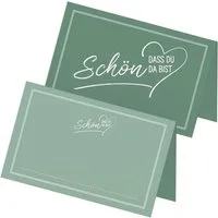 itenga Grußkarten ITENGA 48x Tischkarten Schön dass du da bist V2 salbei grün