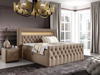 Boxspringbett Schlafzimmerbett ERNESTO Nr.2 140x200cm in Elisa Velvet Beige