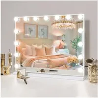 FENCHILIN Schminkspiegel mit LED Lichtleiste weiß 58/46 cm