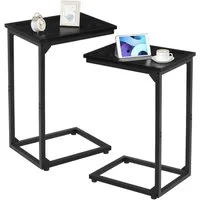 AMHANCIBLE Beistelltisch Laptop-Tisch & Couchtisch 2er Set, für Wohnzimmer & Schlafzimmer (2-St), C-förmig, zum Unterschieben unter Sofa/Bett, mit Metallgestell