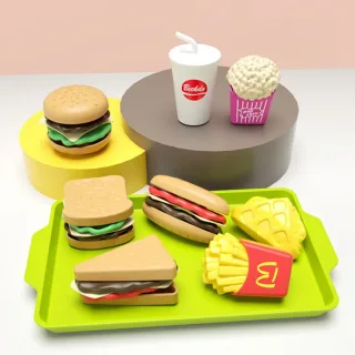Children's Play House Puzzle Exercise Hand-eye Coordination Toy Mini Hamburger French Fries Western Food Kitchen Set Sim