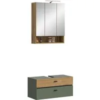 welltime Badmöbel-Set VANN, 2-teilige moderne Badkombination, inkl. Beleuchtung, (2-St., 1x Waschbeckenunterschrank, 1x Spiegelschrank inkl. Beleuchtung), Bad-Kombination, Bad-Möbel, Badezimmer, Kombination, Kombi, Bad-Set