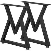 Youyijia Tischbein 2er-Set Tischbeine, Metall, Schwarz, Bankgestell, V-Typ