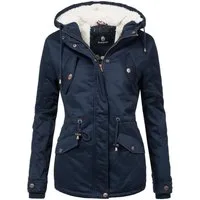 Marikoo Winterjacke Manolya stylischer Kurzmantel mit weichem Teddyfell-Futter