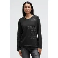 SOCCX Langarmshirt mit Print und Schmucksteinen