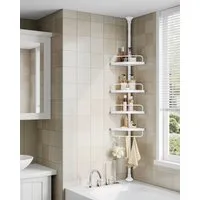 SONGMICS Duschablage Duschregal, Eckregal Bad, mit 4 Ablagen, Badregal, 85-305 cm, höhenverstellbar