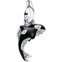 Pandora Charm-Einhänger 794683C01, Orca, Zirkonia, Emaille, Schwarz