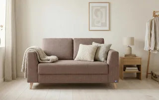 BRUNO Schlafsofa 120cm in Braun | Klassik | stabiles Massivholz & Boxspringkomfort