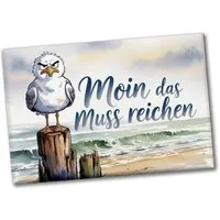 speecheese Magnet Möwe Aquarell Moin Spruch Souvenir Souvenir Magnet