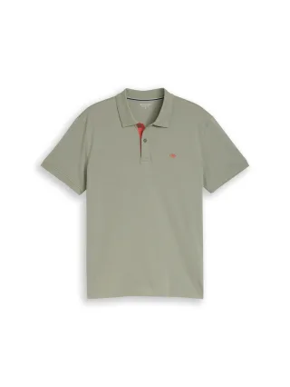 Tom Tailor - Piqué Poloshirt mit Logo-Stickerei greyish shadow olive - Gr. - XXL