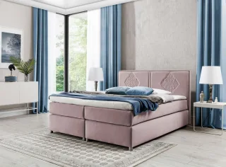 Boxspringbett Schlafzimmerbett Bett DAMIANO DELUX Stoff Altrosa 180x200cm