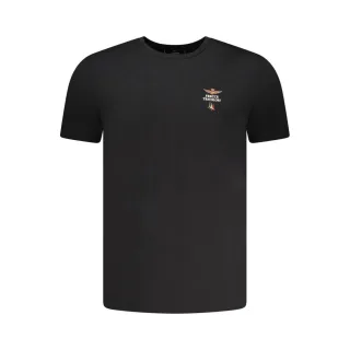 Aeronautica Militare Schwarzes Baumwolle Herren T-Shirt