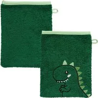 Erwin Müller Waschhandschuh Kinder-Waschhandschuh "Dino" 2er-Pack, Walk-Frottier Uni
