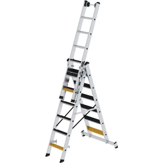 Munk Stufen-Mehrzweckleiter 3-teilig mit nivello®-Traverse und clip-step R13 - 033319