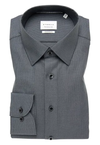 ETERNA - Dynamic Cotton Dobbydesign Langarm schwarz - Gr. - 48/Langarm - 65cm