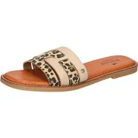 Mustang Shoes Pantolette, Flats, Sommerschuh, Urlaubschuh, Slides mit Leo-Einsätzen
