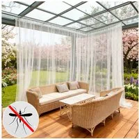 Sunicol Outdoorvorhang Transparent Terrasse Gardine Moskitonetz für Pergola & Pavillon (1 St), Moskitonetz Vorhang für Veranda und Garten