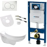 GEBERIT Tiefspül-WC Duofix WC-Komplettset - Spülrandloses Hänge-WC Softclose-Sitz UP320, Oben oder hinten mittig, Abgang Wand, Geberit Komplettset Wand Hänge WC Spülrandlos, Deckel